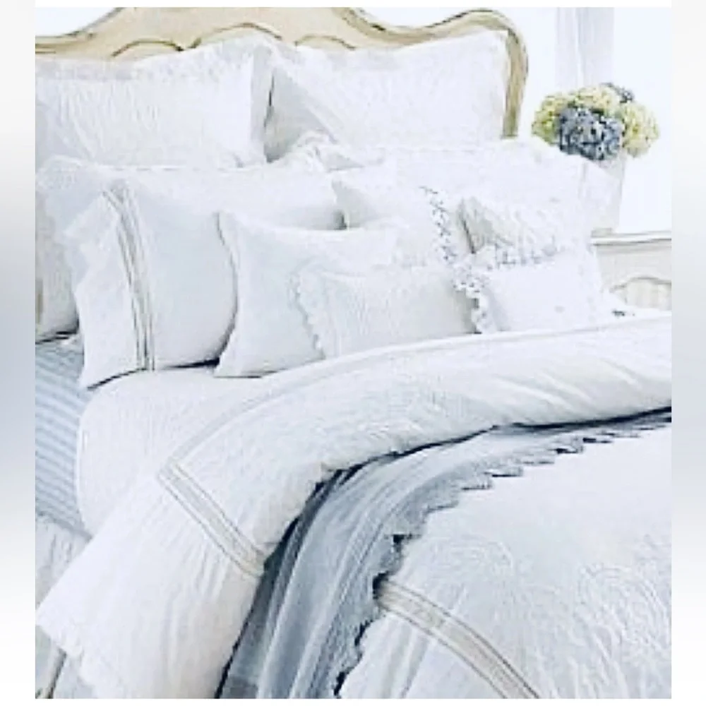 Ralph Lauren Vintage Hope Chest Border Twin Duvet White Embroidery